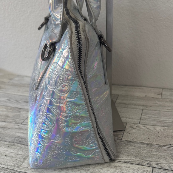 Sharif Legacy Logo Mirror Metallic City Satchel - Picture 6 of 15